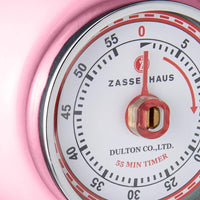 Zassenhaus - Retro 2.75" Pink Magnetic 60 Minute Kitchen Timer - M072372