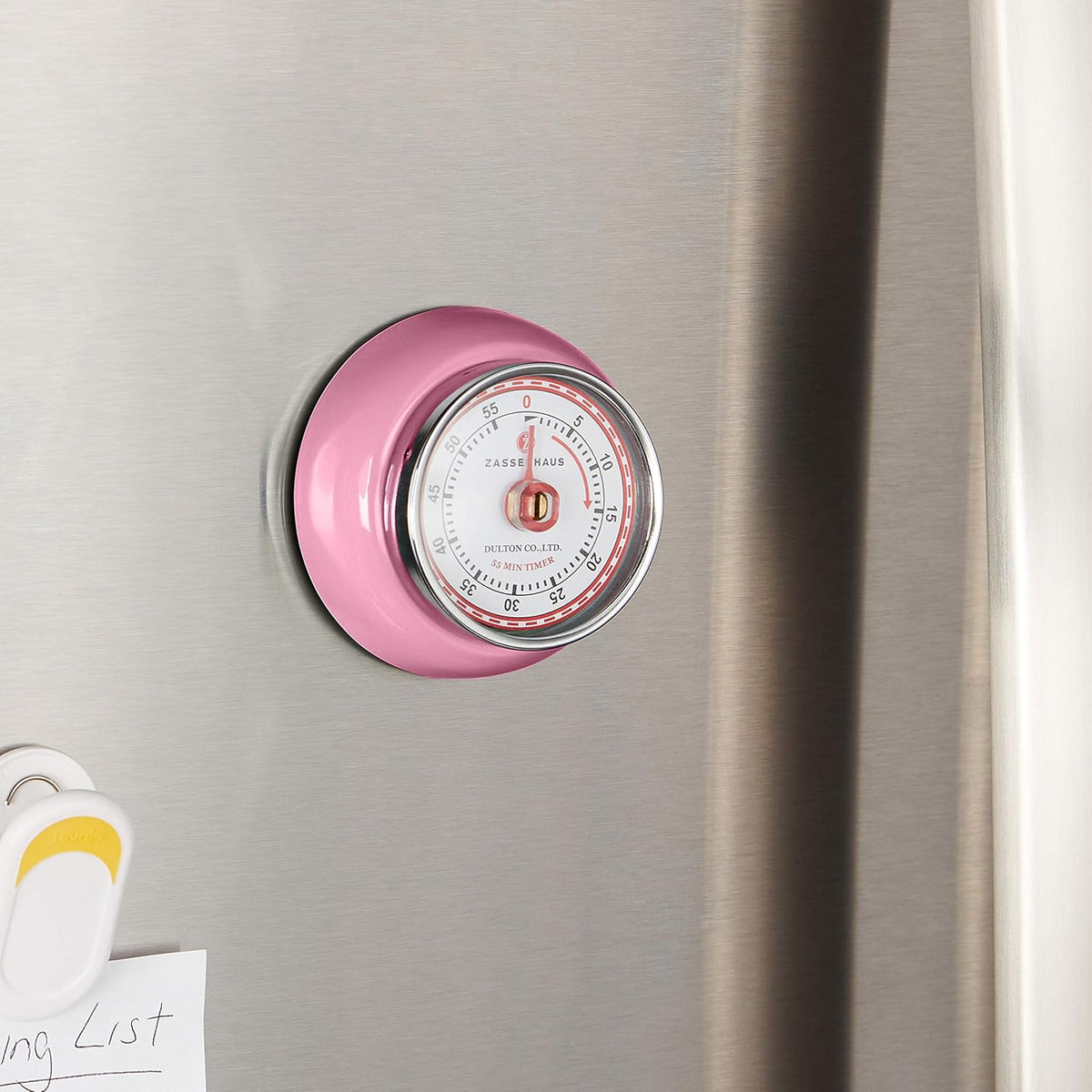 Zassenhaus - Retro 2.75" Pink Magnetic 60 Minute Kitchen Timer - M072372