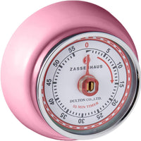 Zassenhaus - Retro 2.75" Pink Magnetic 60 Minute Kitchen Timer - M072372