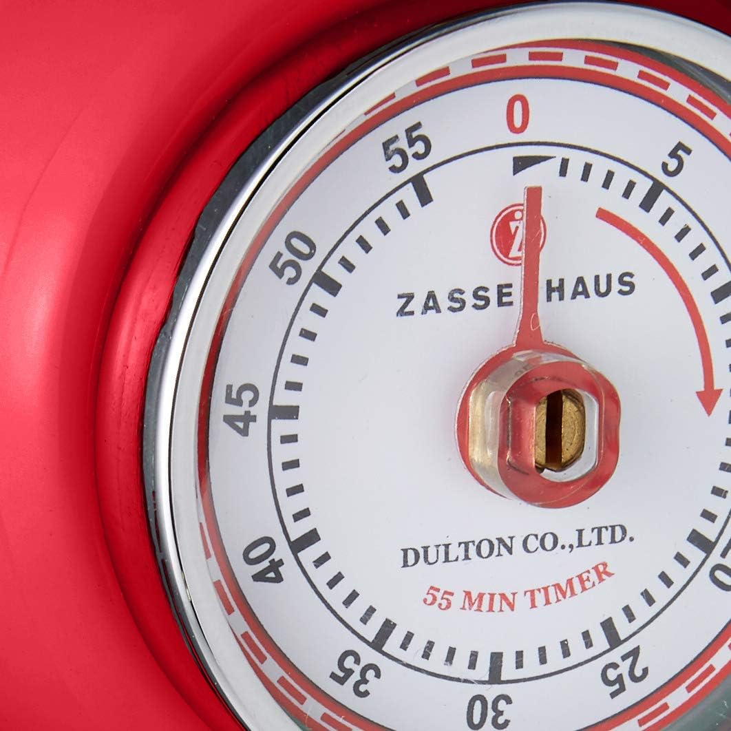 Zassenhaus - Retro 2.75" Red Magnetic 60 Minute Kitchen Timer - M072327
