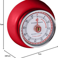 Zassenhaus - Retro 2.75" Red Magnetic 60 Minute Kitchen Timer - M072327