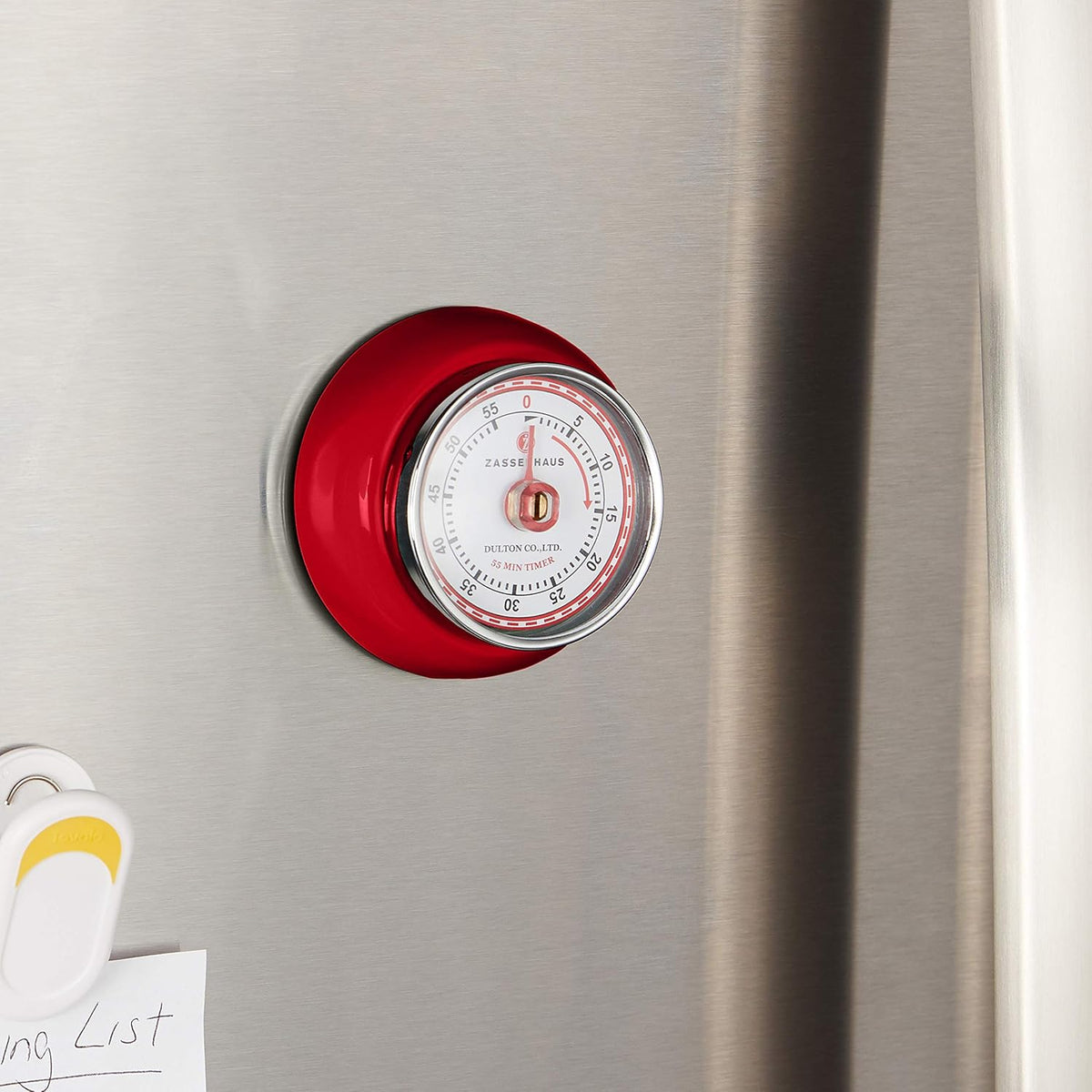 Zassenhaus - Retro 2.75" Red Magnetic 60 Minute Kitchen Timer - M072327