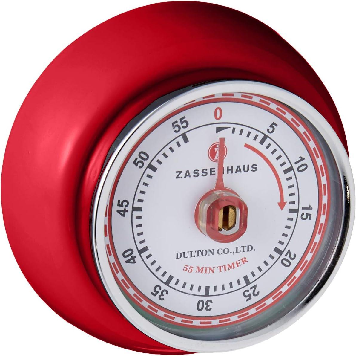 Zassenhaus - Retro 2.75" Red Magnetic 60 Minute Kitchen Timer - M072327