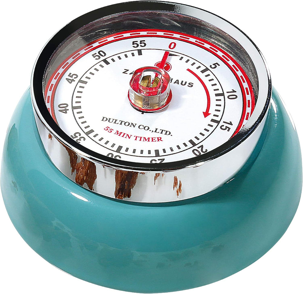 Zassenhaus - Retro 2.75" Teal Magnetic 60 Minute Kitchen Timer - M071825