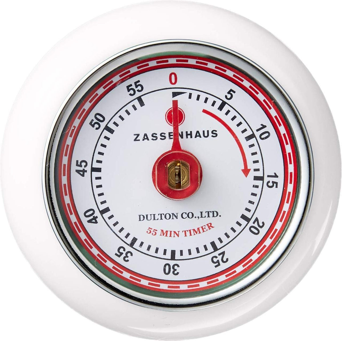 Zassenhaus - Retro 2.75" White Magnetic 60 Minute Kitchen Timer - M072242