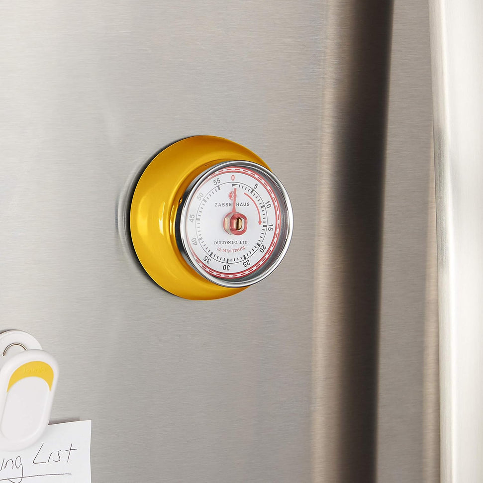Zassenhaus - Retro 2.75" Yellow Magnetic 60 Minute Kitchen Timer - M072341