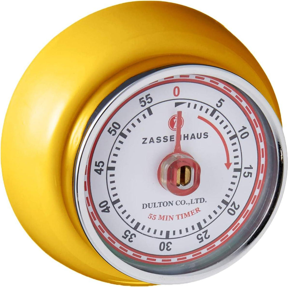 Zassenhaus - Retro 2.75" Yellow Magnetic 60 Minute Kitchen Timer - M072341