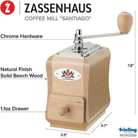 Zassenhaus - Santiago 5.5" Natural/Chrome Coffee Mill - M040098
