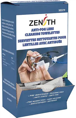 Zenith Safety Products - 5" x 8" Lens Cleaning Towelettes Anti-fog/Anti-static Formula, 100/Bx - SEE379