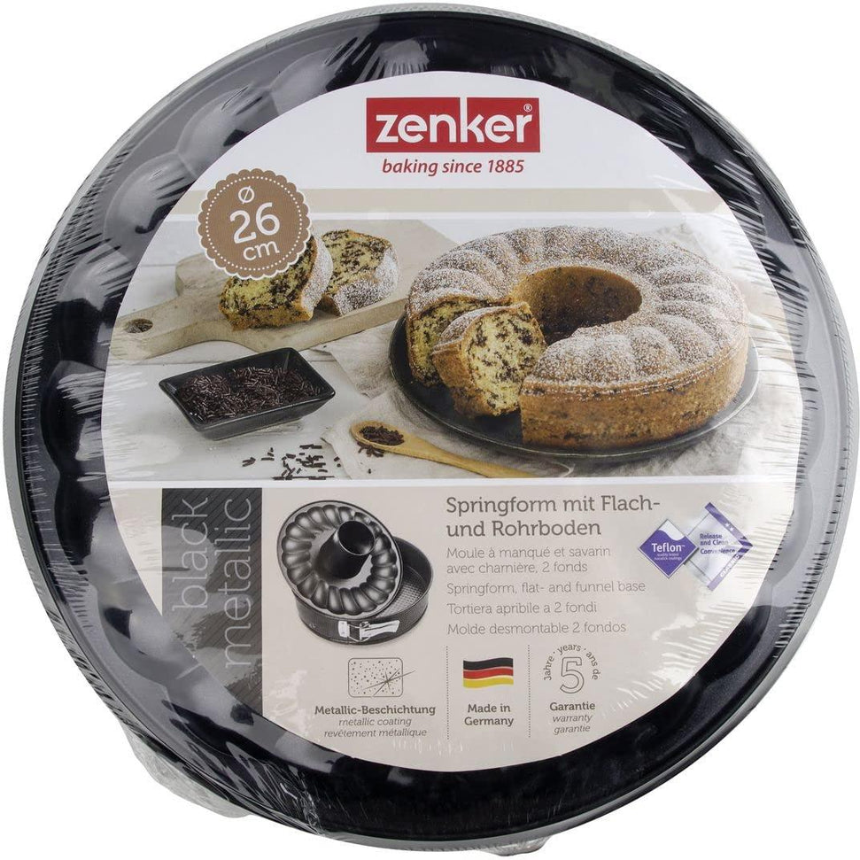Zenker - 10" Non-Stick Carbon Steel Springform Pan with 2 Bases, Standard and Bund - Z6508