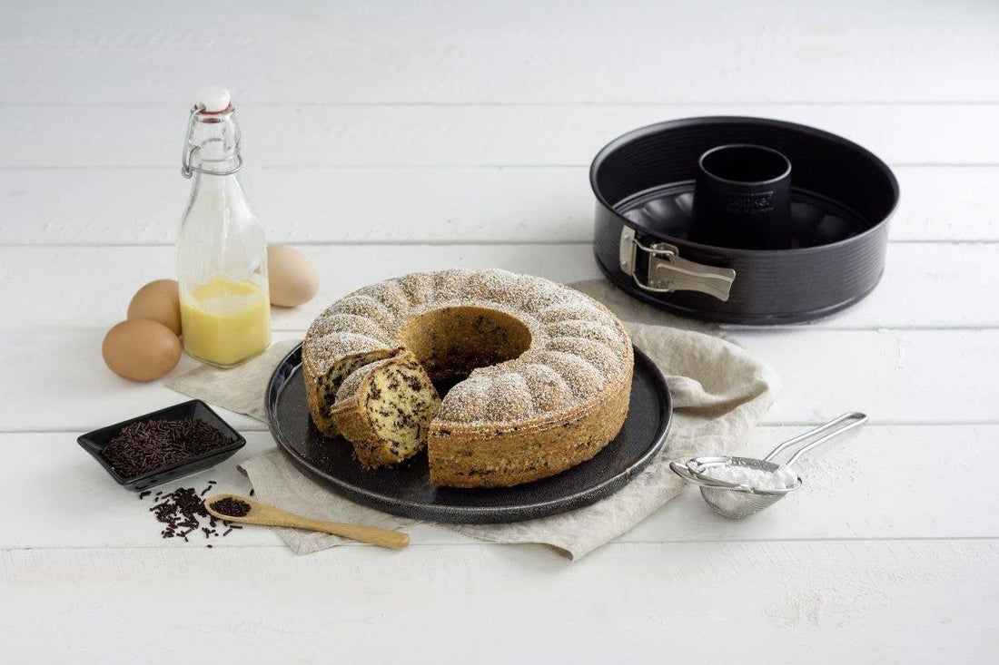 Zenker - 10" Non-Stick Carbon Steel Springform Pan with 2 Bases, Standard and Bund - Z6508