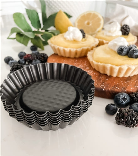 Zenker - 4" Metallic Black Nonstick Mini Tart Pans, Pack of 6 - Z6531