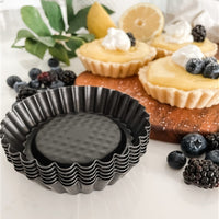 Zenker - 4" Metallic Black Nonstick Mini Tart Pans, Pack of 6 - Z6531