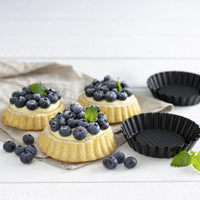 Zenker - 4" Metallic Black Nonstick Mini Tart Pans, Pack of 6 - Z6531