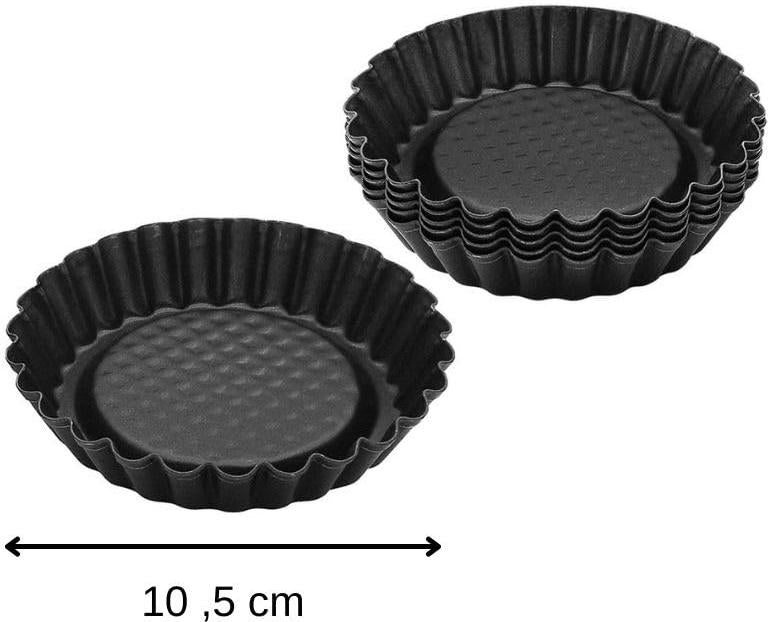 Zenker - 4" Metallic Black Nonstick Mini Tart Pans, Pack of 6 - Z6531