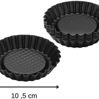 Zenker - 4" Metallic Black Nonstick Mini Tart Pans, Pack of 6 - Z6531