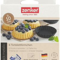 Zenker - 4" Metallic Black Nonstick Mini Tart Pans, Pack of 6 - Z6531