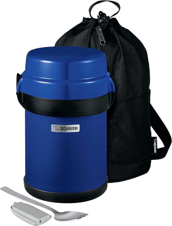 Zojirushi - Mr. Bento® Blueberry Stainless Lunch Jar With 4 Microwaveable Inner Bowls - SL-JBE14AZ