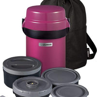 Zojirushi - Mr. Bento® Plum Stainless Lunch Jar With 4 Microwaveable Inner Bowls - SL-JBE14VZ