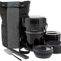 Zojirushi - Ultra Black Classic Bento® Stainless Lunch Jar With 3 Microwaveable Inner Bowls - SL-GRE18BT