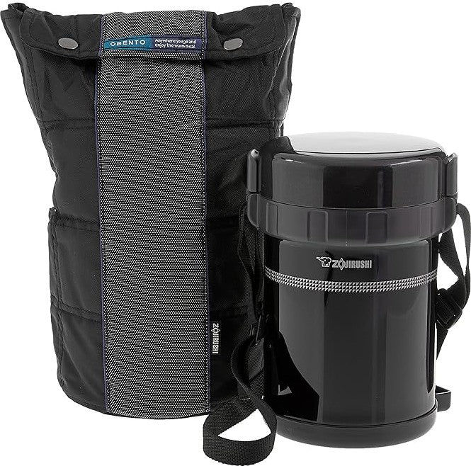 Zojirushi - Ultra Black Classic Bento® Stainless Lunch Jar With 3 Microwaveable Inner Bowls - SL-GRE18BT