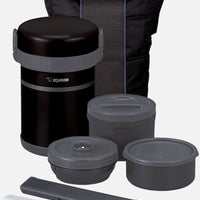 Zojirushi - Ultra Black Classic Bento® Stainless Lunch Jar With 3 Microwaveable Inner Bowls - SL-GRE18BT