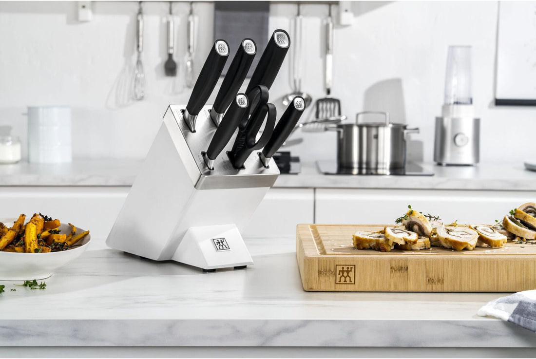 Zwilling - ALL * STAR 7 PC Silver Knife With White Self Sharpening Block Set - 1022776