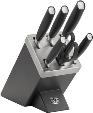 Zwilling - ALL * STAR 7 PC Silver Knife With Black Self Sharpening Block Set - 1022760