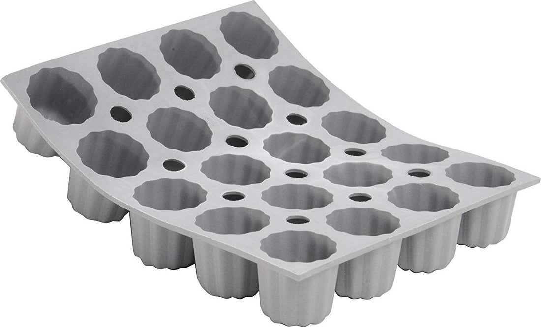 de Buyer - Elastomoule Silicone 20 Mini-Bordelais Fluted Cake Mold - 1856.21D