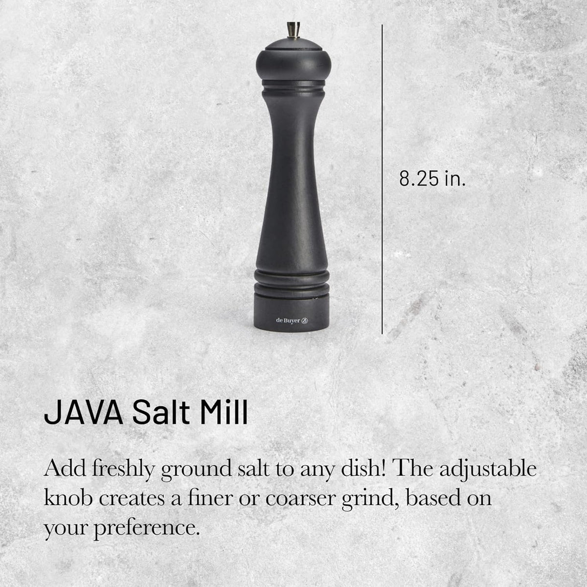 de Buyer - JAVA 8.27" Matte Black Wood Salt Mill - S347.210404 - DISCONTINUED