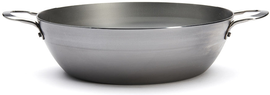 de Buyer - Mineral B 12.5" Deep Steel Pan with Two Handles (32 cm) - 5654.32