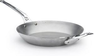 de Buyer - Mineral B Pro 12.5"/32 cm Round Steel Fry Pan with 2 Helper Handles - 5680.32