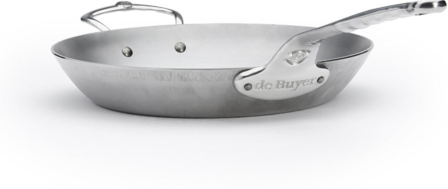 de Buyer - Mineral B Pro 12.5"/32 cm Round Steel Fry Pan with 2 Helper Handles - 5680.32