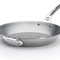de Buyer - Mineral B Pro 12.5"/32 cm Round Steel Fry Pan with 2 Helper Handles - 5680.32