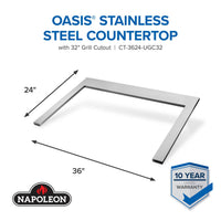 Napoleon - OASIS Universal 36" x 24" Stainless Steel Countertop with 32" Burner Cutout - CT-3624-UGC32