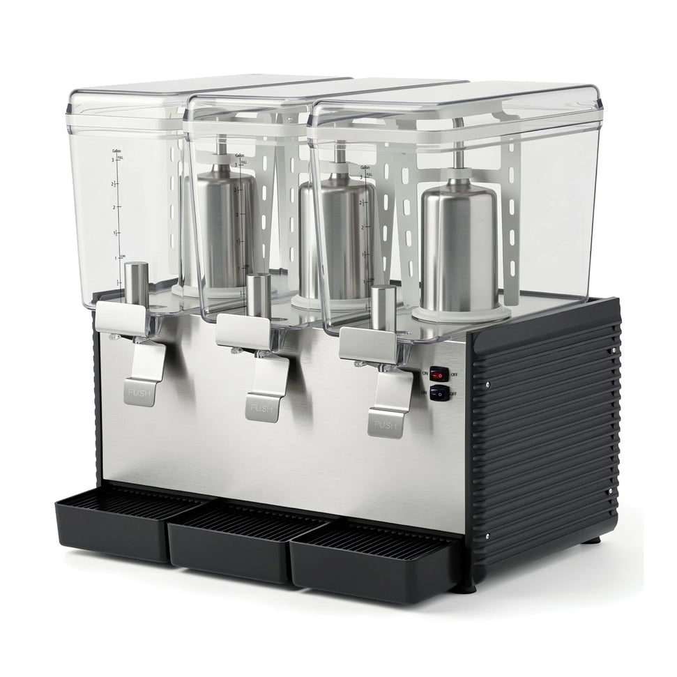 Noriota - Commercial Refrigerated Beverage Dispenser with Three 3 Gallon Bowls - NBD3