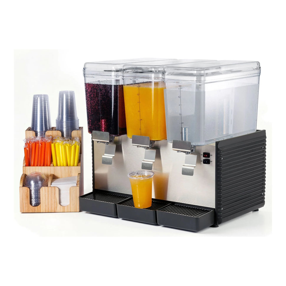 Noriota - Commercial Refrigerated Beverage Dispenser with Three 3 Gallon Bowls - NBD3