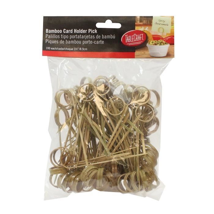 American Metalcraft - Tablecraft Cash & Carry Card Holder Pick 3-1/2" Bamboo (100 Per Pack) (must Be Purchased in Multiples of 12 Packs) - Pack of 12 - BAML35