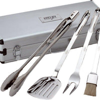 All-Clad - 4 PC Stainless Steel BBQ Tool Set with Case - T147