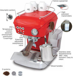 Ascaso - Dream PID Versatile Espresso Machine Matte Red/Wood - DR.610