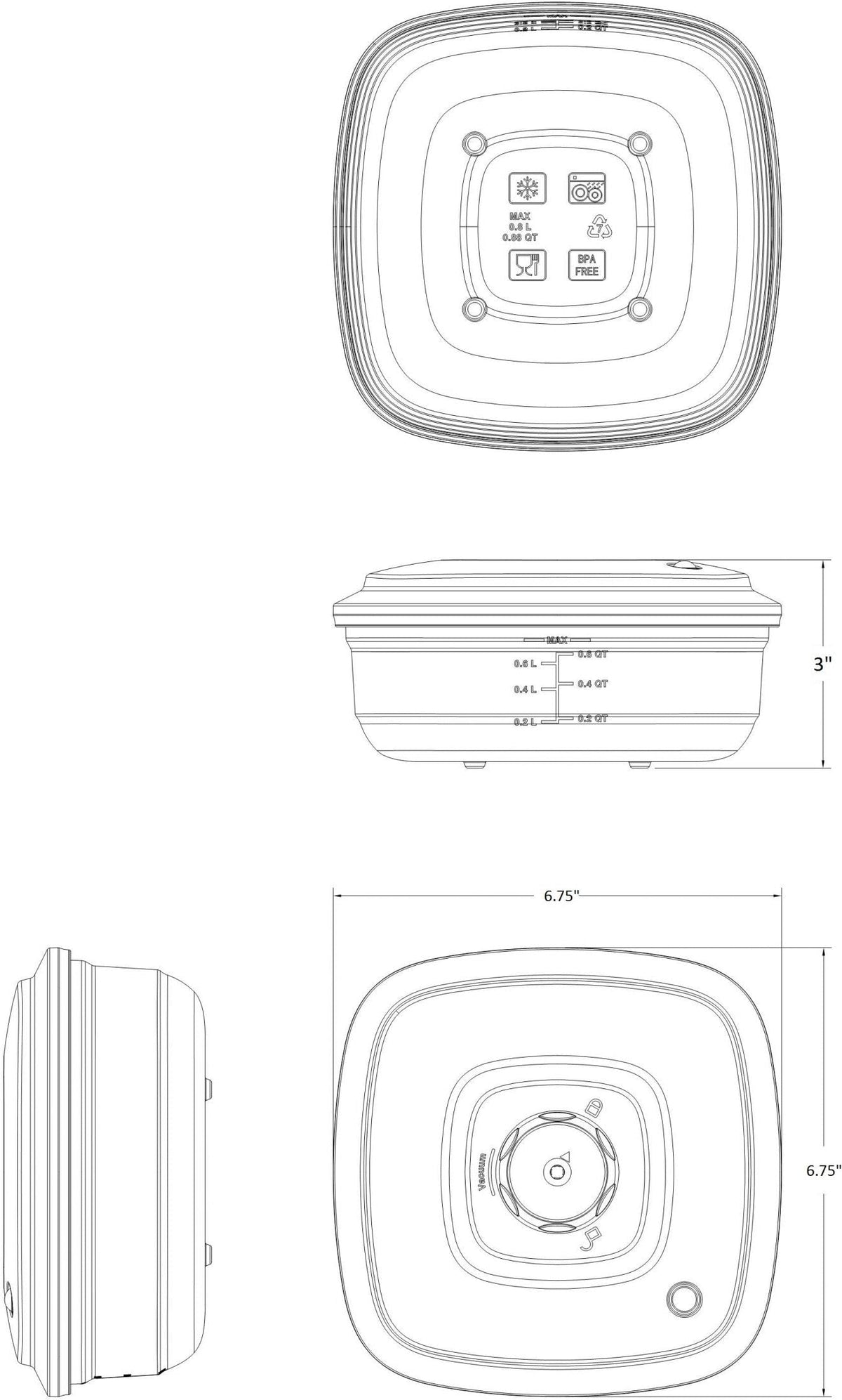 Atmovac - Domestic Vacuum Container Kit, Pack of 3 - ATV-DVCK