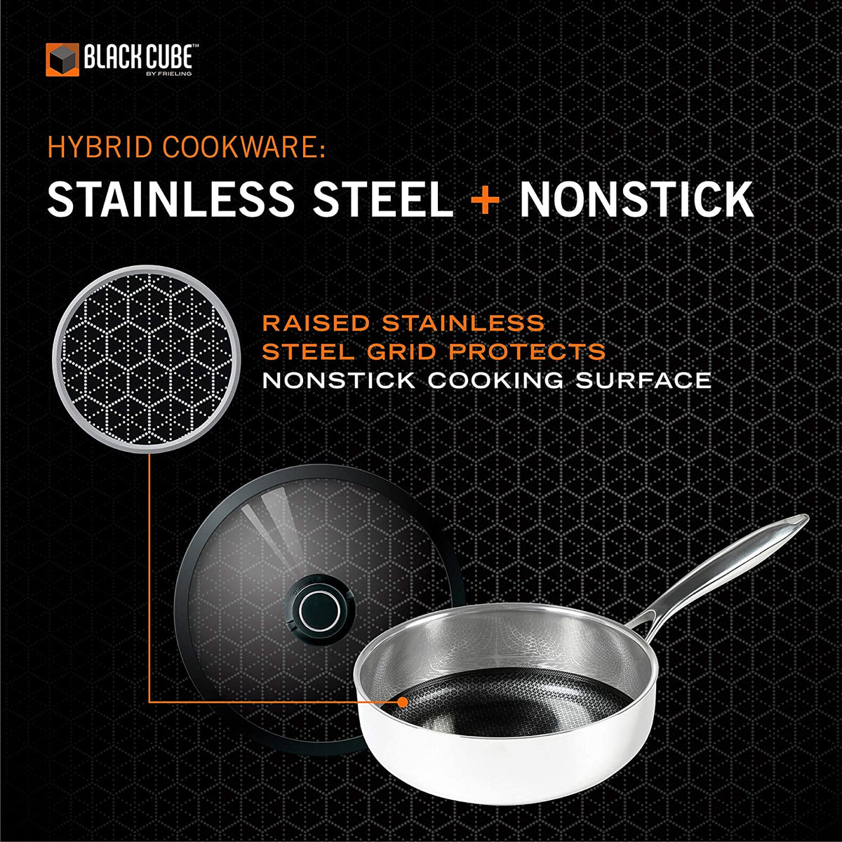 Black Cube Hybrid - 3 QT Nonstick Saute Pan With Lid - BC724 - DISCONTINUED