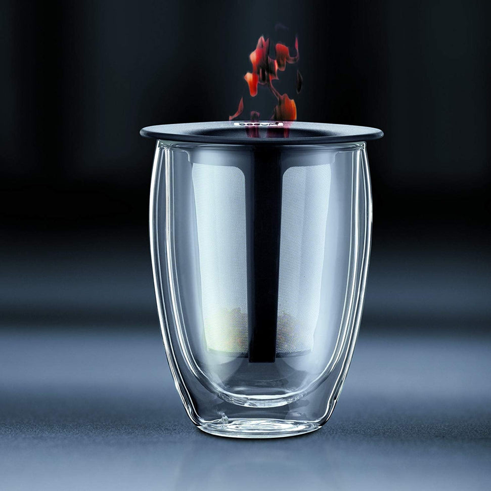 Bodum - Tea For One Double Wall Glass with Tea Strainer - K11153-01US