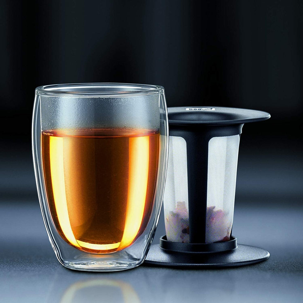 Bodum - Tea For One Double Wall Glass with Tea Strainer - K11153-01US