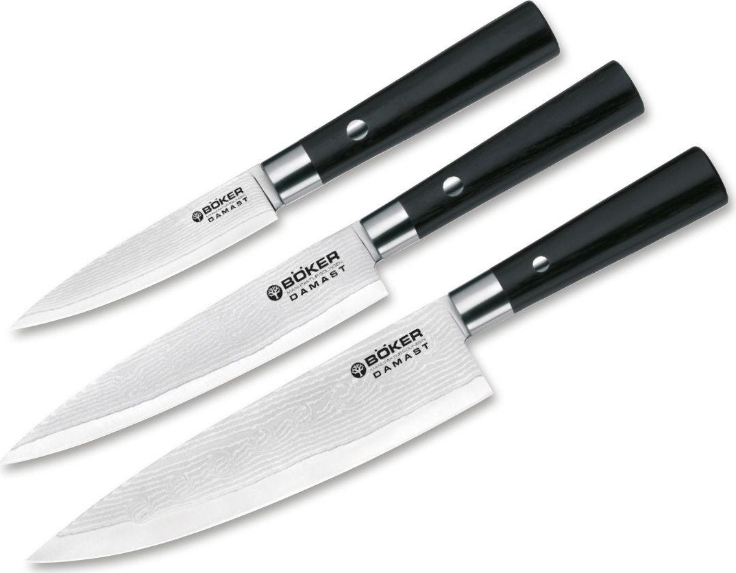Boker - Damascus 3 Piece Knife Set Black - 130420SET - DISCONTINUED
