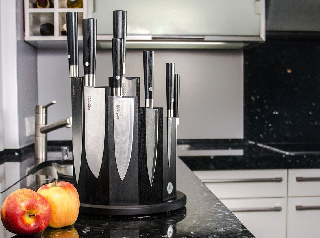 Boker - Damascus Black 7 Piece Knife Set with Knife Block - 130425SET - DISCONTINUED
