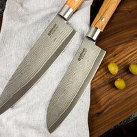 Boker - Damascus Olive Santoku Knife - 130437DAM