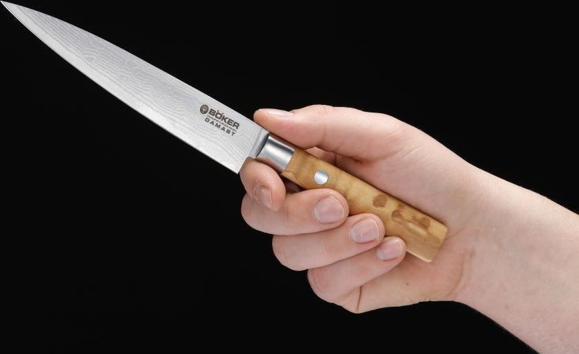 Boker - Damascus Olive Utility Knife - 130434DAM