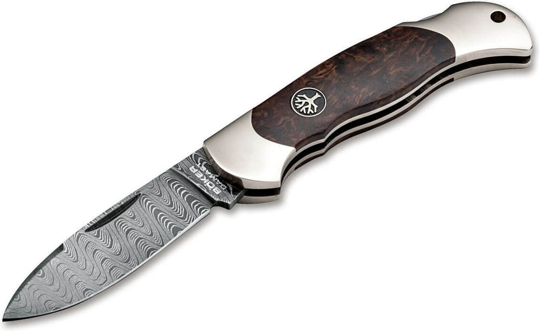 Boker - Junior Scout Spearpoint Curly Birch Damast Pocket Knife - 111920DAM