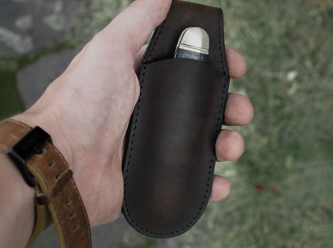 Boker - Magnetic Leather Large Pouch Brown - 09BO292